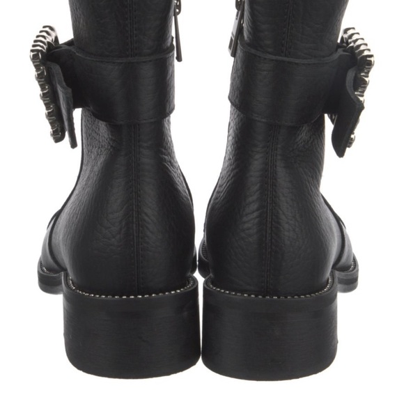 Zadig & Voltaire Leather Crystal Embellishment Moto Boots  size 6 - Picture 11 of 11